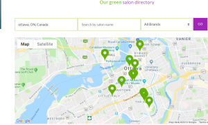 green circle salons map in Ottawa